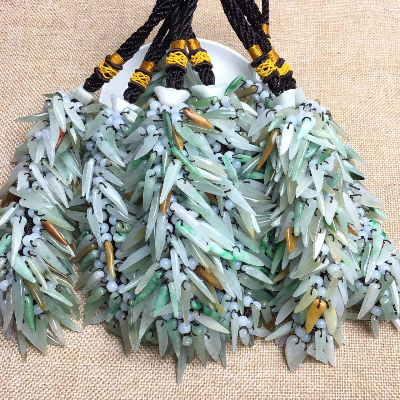 正品玉石冰糯种翡翠辣椒编织车挂汽车室内挂件饰品挂饰包挂