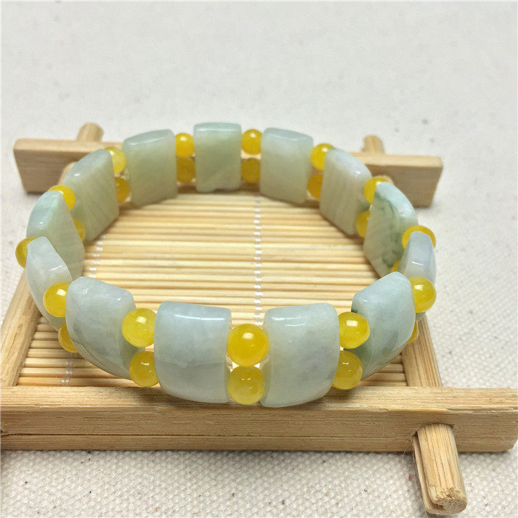 冰糯种翡翠平安扣手链A货缅甸玉器手工编织玉怀古玉手排