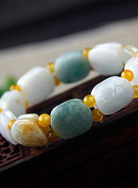 A货老坑冰糯种玉石送礼手串