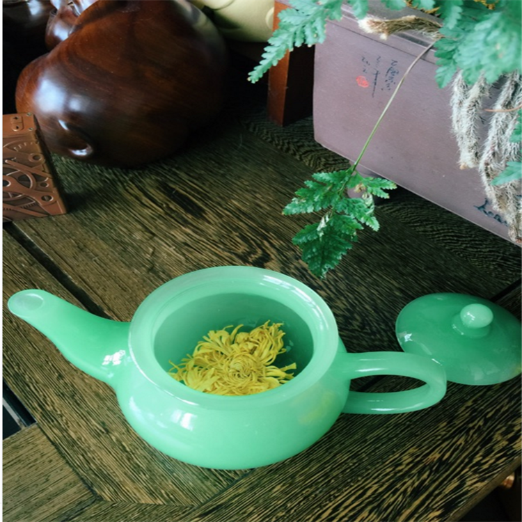 精美菠菜绿玉壶茶壶玉茶具玉石酒具摆件功夫泡
