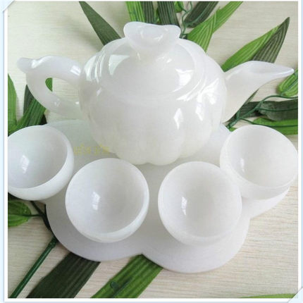 玉石白玉茶具套装酒壶茶壶茶具送礼品盒手工雕刻精美包邮