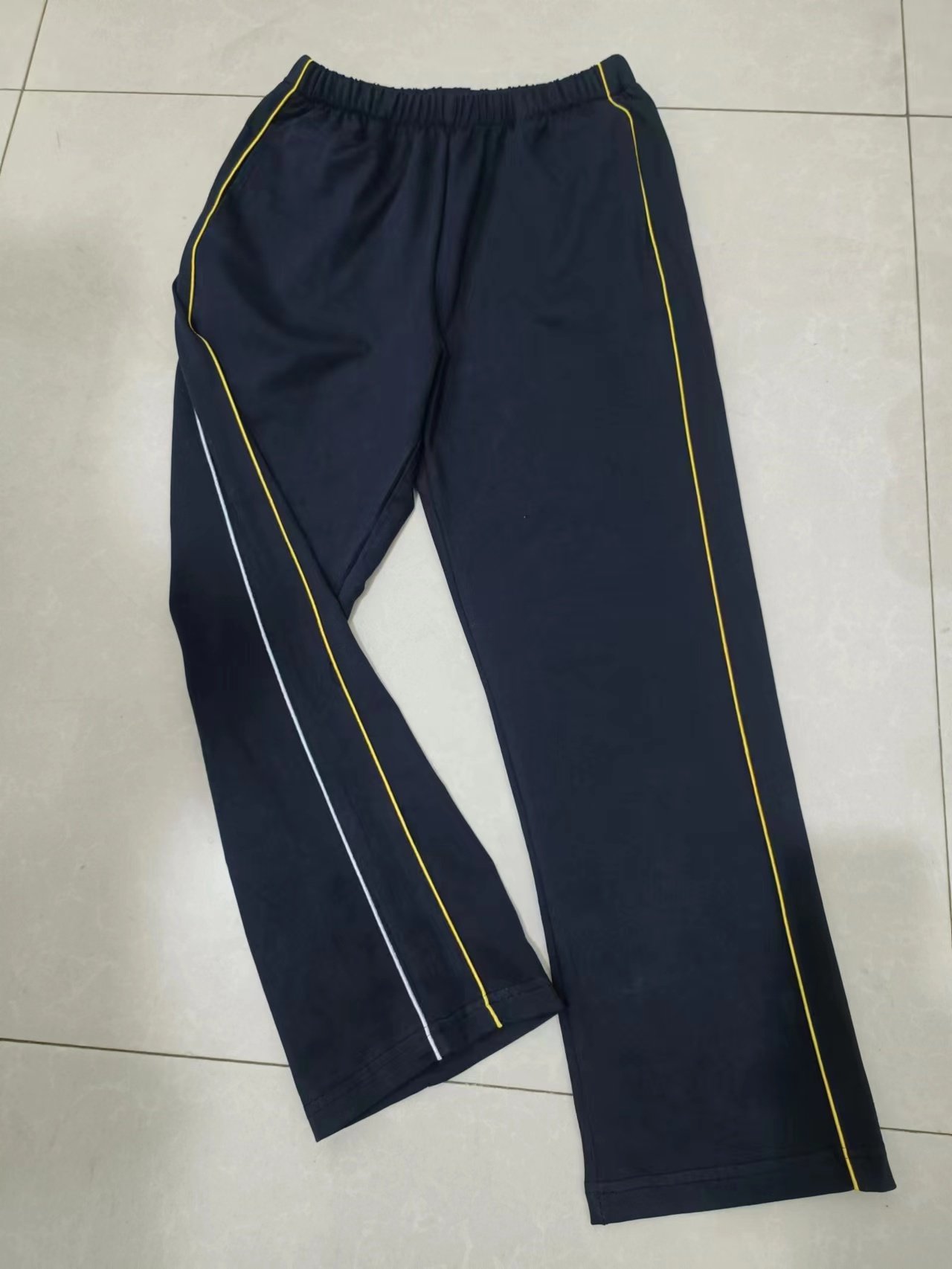 订做纯棉中小学生校服裤运动裤藏蓝色黄细条白细条校裤中性四季款