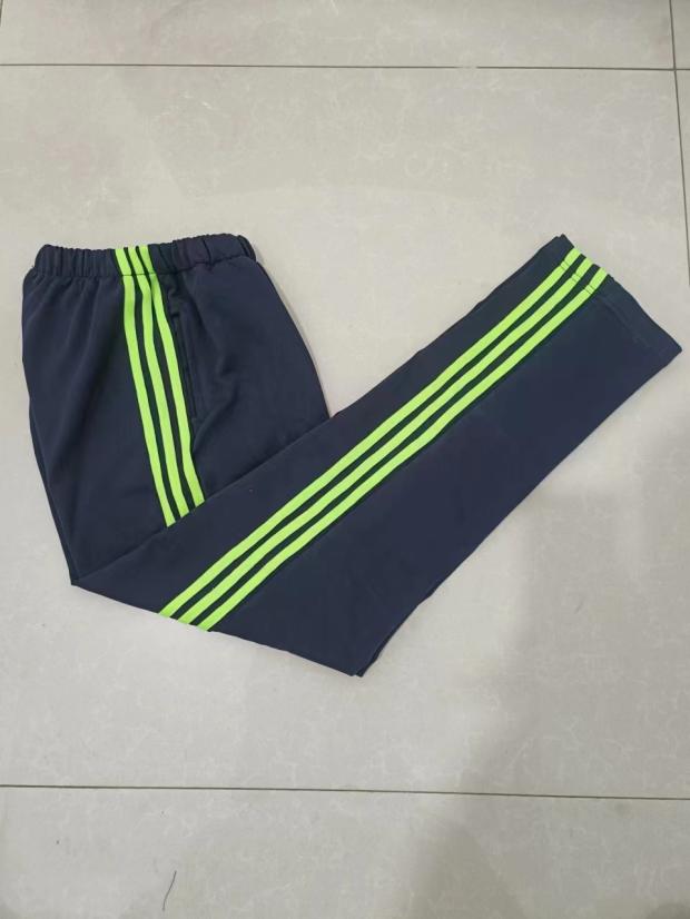 中高小学生校服裤子藏蓝色三根荧光绿条休闲纯棉宽松版校服运动裤