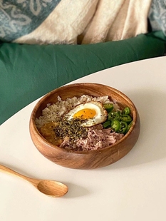 水果盘日式相思木防烫防撞圆形木碗整圆木果盘泡面碗沙拉碗