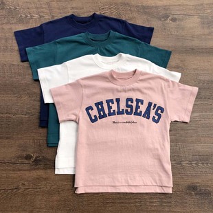 出口日本夏款男童b家T恤衫小中大童外贸原单纯棉薄款短袖宽松日单