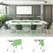 学校折叠培训桌椅组合员工椭圆形会议桌长桌辅导班单人双人课桌椅