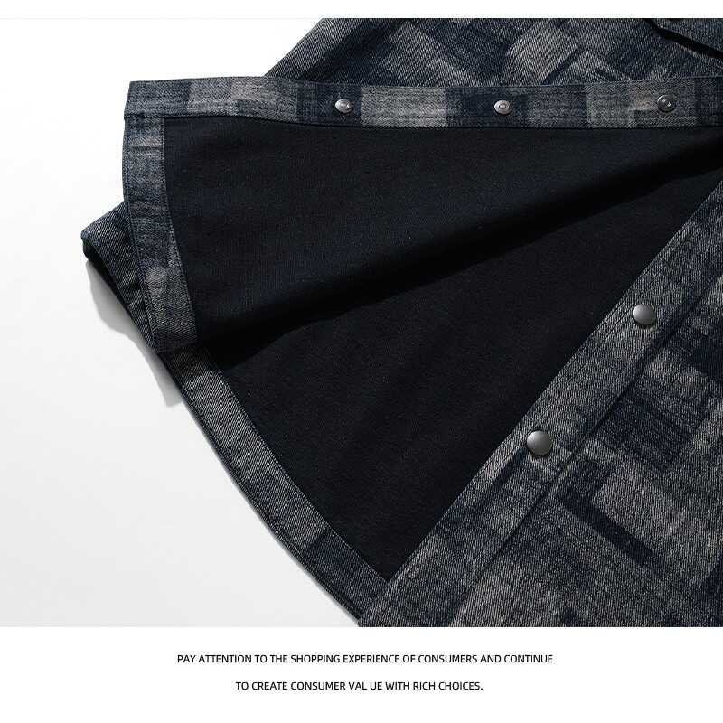 2025秋装复古格纹牛仔外套男夹克男上衣服JK2289-P95,男装工装外套,电商D236-1（原A051-1）