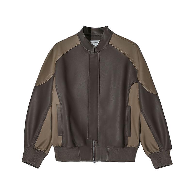 高品质撞色拼接PU水洗皮皮衣春秋夹克外套男3303-P120,男装夹克,电商D236-1（原A051-1）