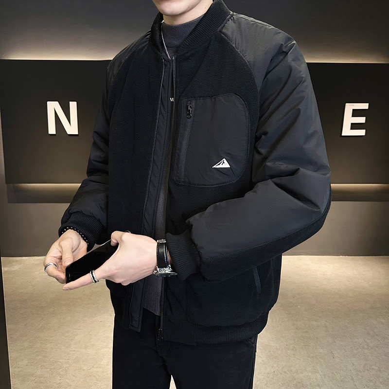 撞色拼接棒球服男装棉衣宽松保暖棉服外套SJ12-P120图片
