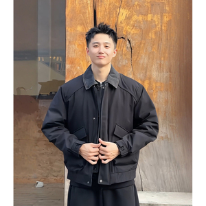 牛仔假两件拼接加棉夹克外套男JK2597-P125图片
