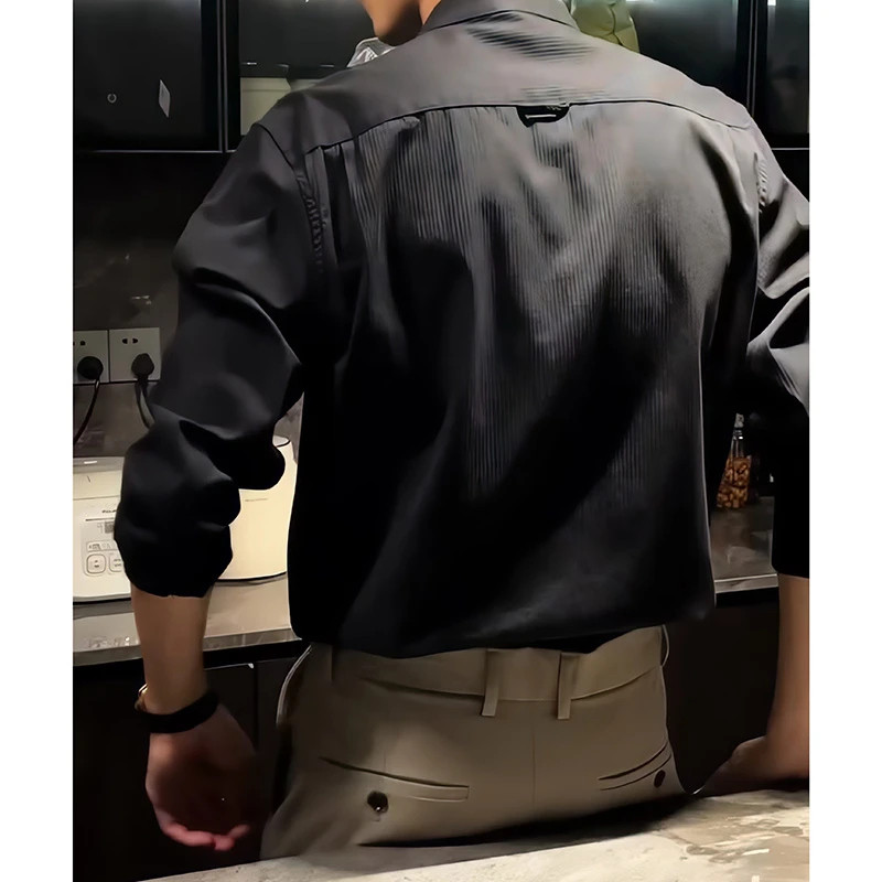 纯棉立领长袖衬衫男装衬衣CS021-P60,男装衬衫,电商D236-1（原A051-1）