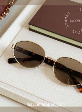 范丞丞同款复古椭圆墨镜女老钱风