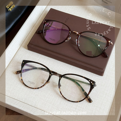 超轻钛架猫眼镜框女10g韩系