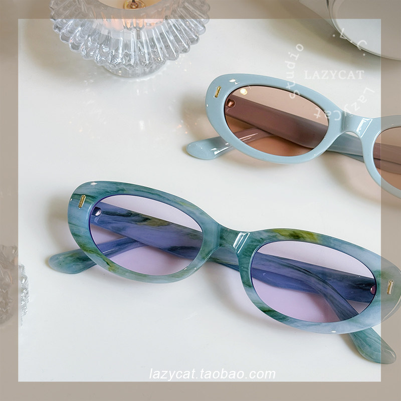 51mm复古椭圆墨镜女TR90小框遮阳可配度数近视太阳眼镜框防紫外线