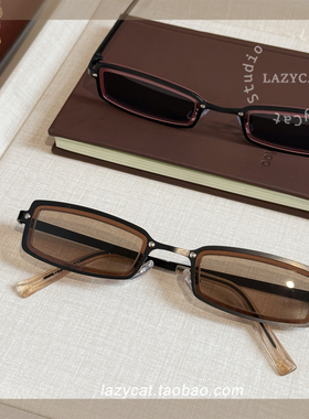 方形窄框太阳眼镜框女复古千禧