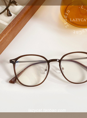 网红款TR90超轻栗子棕色眼镜框女显白可配蔡司近视镜片适合方圆脸