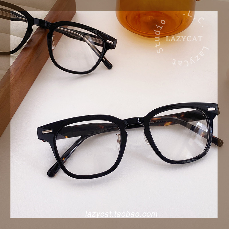韩版潮黑色玳瑁镜框女