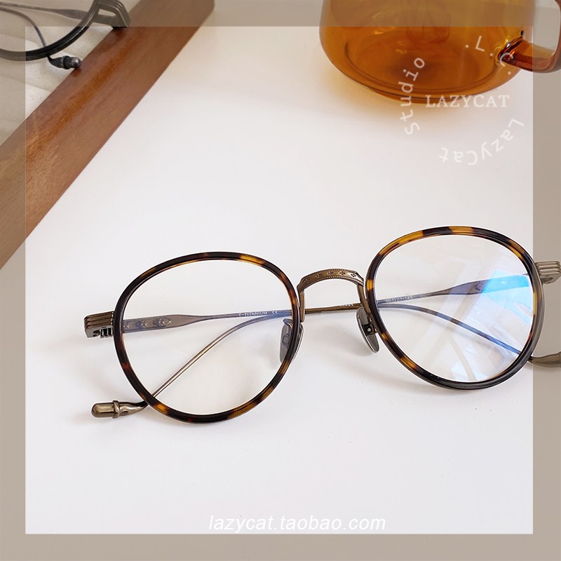 复古玳瑁圆形眼镜框超轻