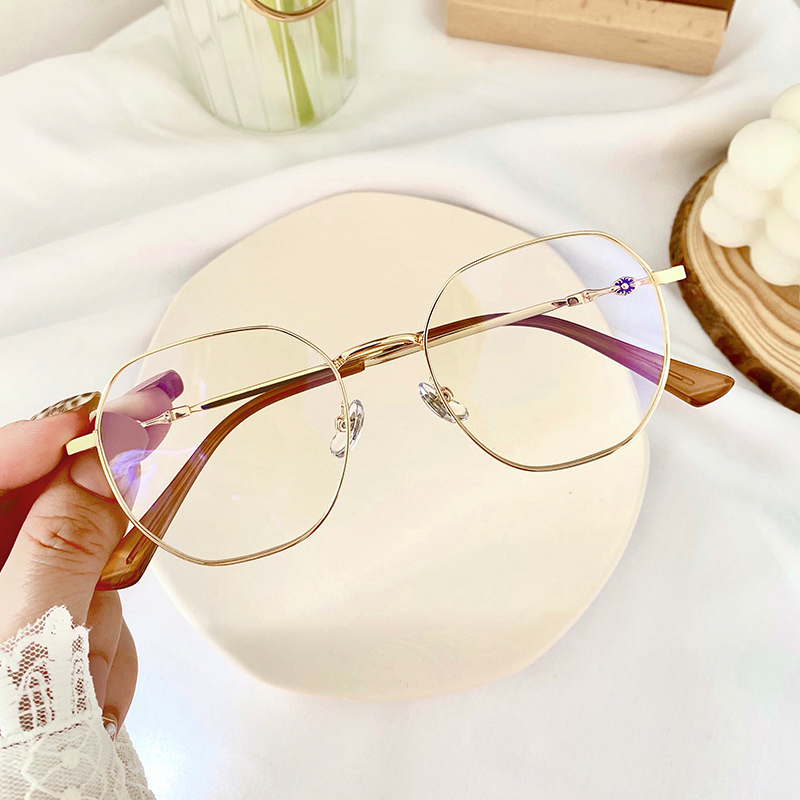 金丝边眼镜框女大脸显瘦韩版超轻复古圆框防蓝光可配度数近视镜架