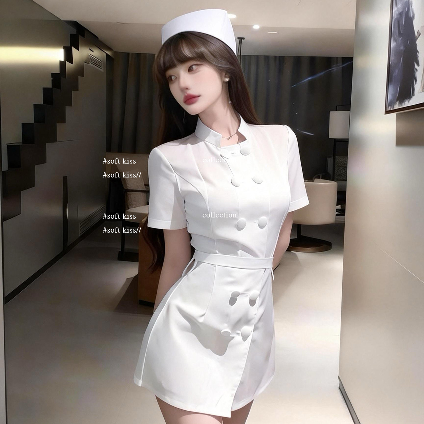 soft kiss 内衣性感睡衣圆领短裙绑带套装女2026新款情侣约会制服