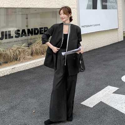 韩系飘带西装套装女2025秋季新款大方得体穿搭一整套高级感