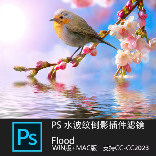 PS水波纹倒影插件滤镜Flood2水纹水面素材特效果预设中文版  0159