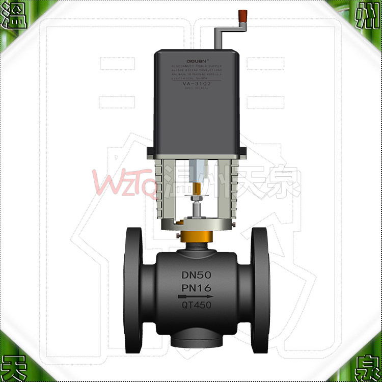 VA-3200中央空调电动二通开关型冷热水阀门@法兰球墨阀体DN40/100