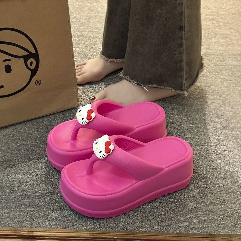 人字拖女可爱KT猫外穿海边沙滩鞋2025年新款松糕厚底坡跟拖鞋凉拖,女鞋,人字拖,淘宝优惠券,粉丝福利购,淘宝优惠卷