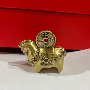 2026年新款黄铜实心马上发*财赚一亿摆件家居客厅玄关办公室摆设