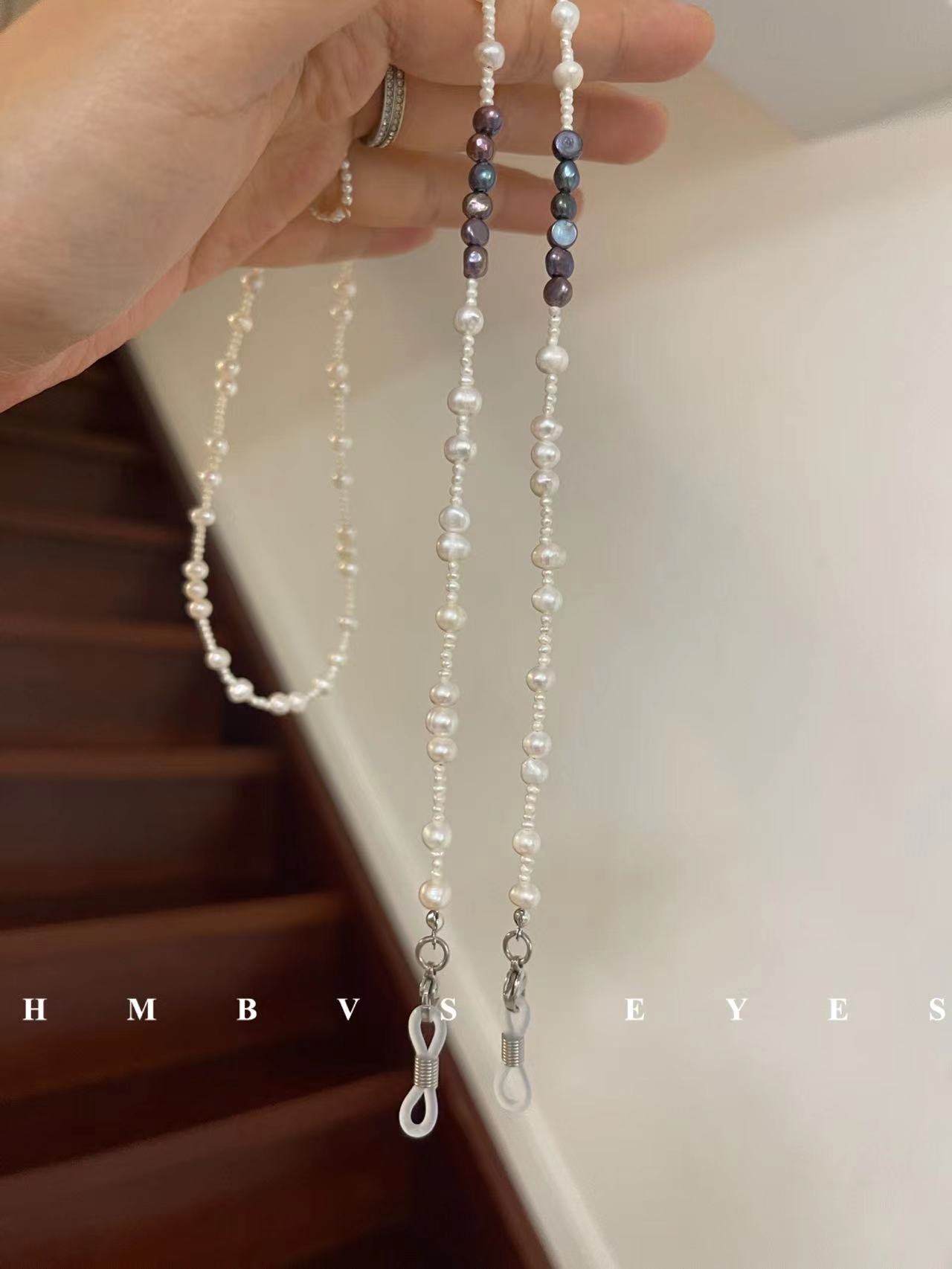 原创手作天然淡水珍珠耳机眼镜链