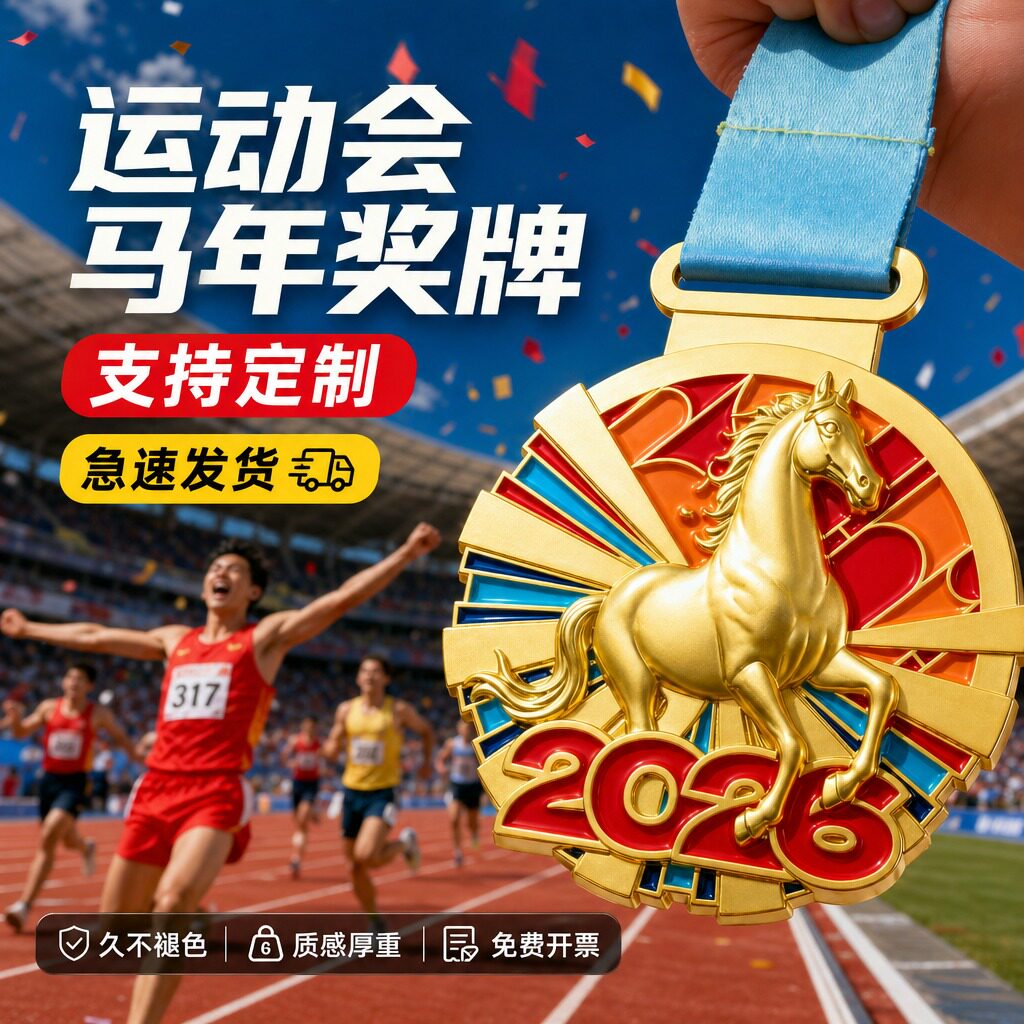 运动会马年奖牌定制定做2026奖杯/奖章/奖状/证