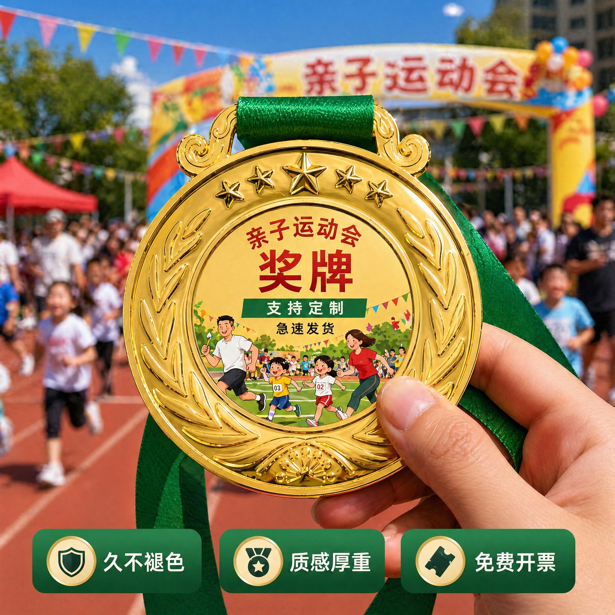 亲子运动会奖牌定制定做2026新款亲子跳格子趣味赛怀旧游戏纪念牌
