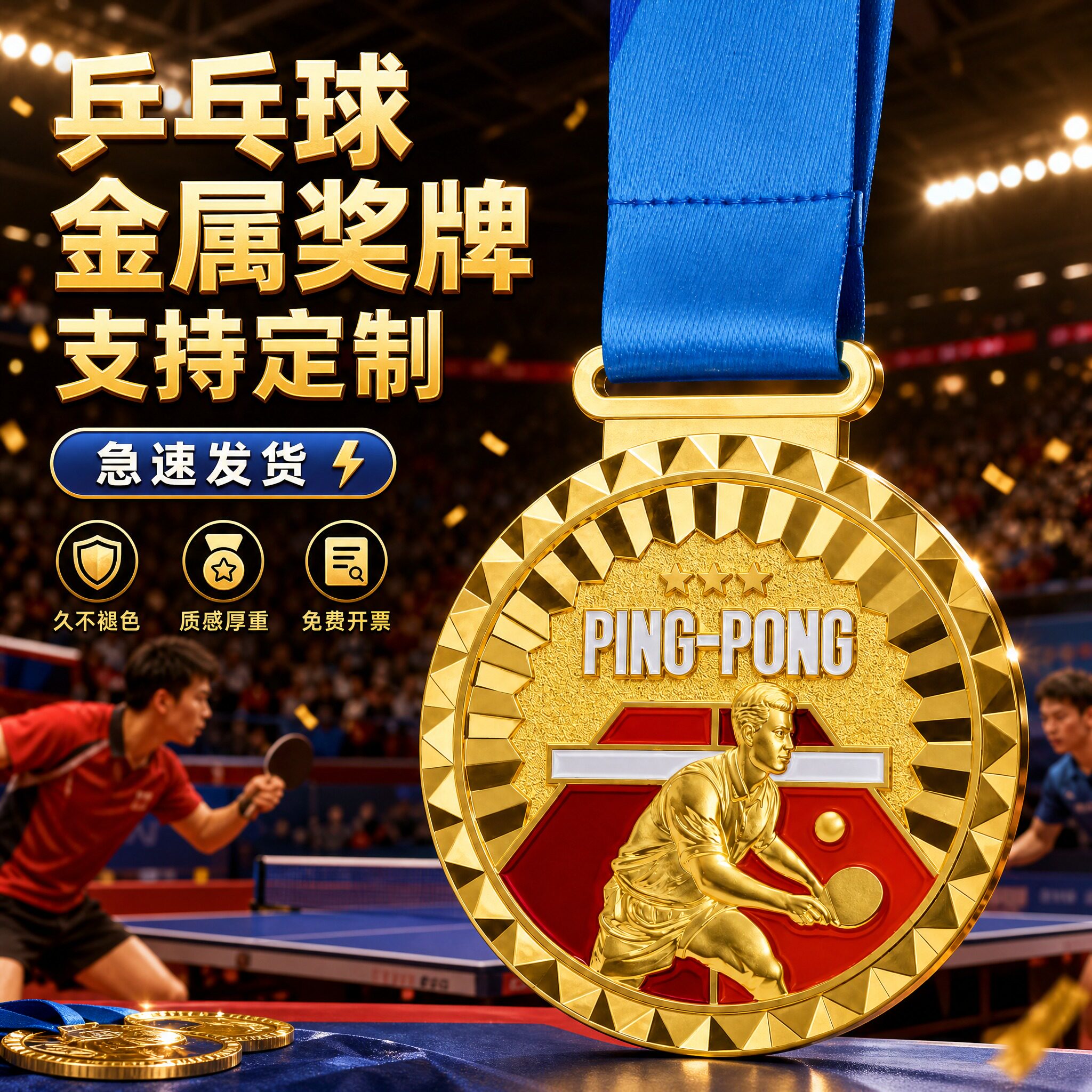 乒乓球奖牌定制定做2026新款奖杯/奖章/奖状/证