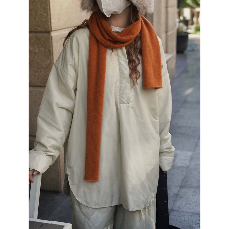 卢浮冬季新款日系简约时髦夹棉暗格衬衫棉服廓形宽松舒适外套女