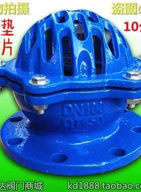 H42X-10球墨铸铁底阀蓝色法兰水泵底阀抽吸水阀3寸4寸6寸DN80 100