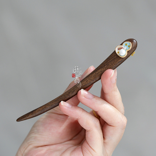簪之韵【福星高照】葫芦发簪大叶紫檀木发饰短簪盘发简约福禄双全