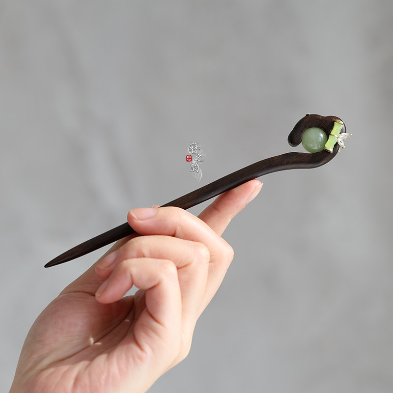簪之韵【虚竹】古风发簪子古典汉服发饰旗袍盘发实木紫檀木新中式