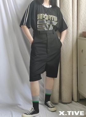 X.TIVE | 设计师款五分高腰吊裆裤帅气复古街头西裤料小众ykk拉链