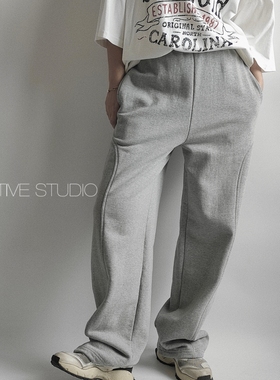 X.TIVE 韩国东大门进口女装明线高腰卫裤脚口抽绳运动休闲甜酷