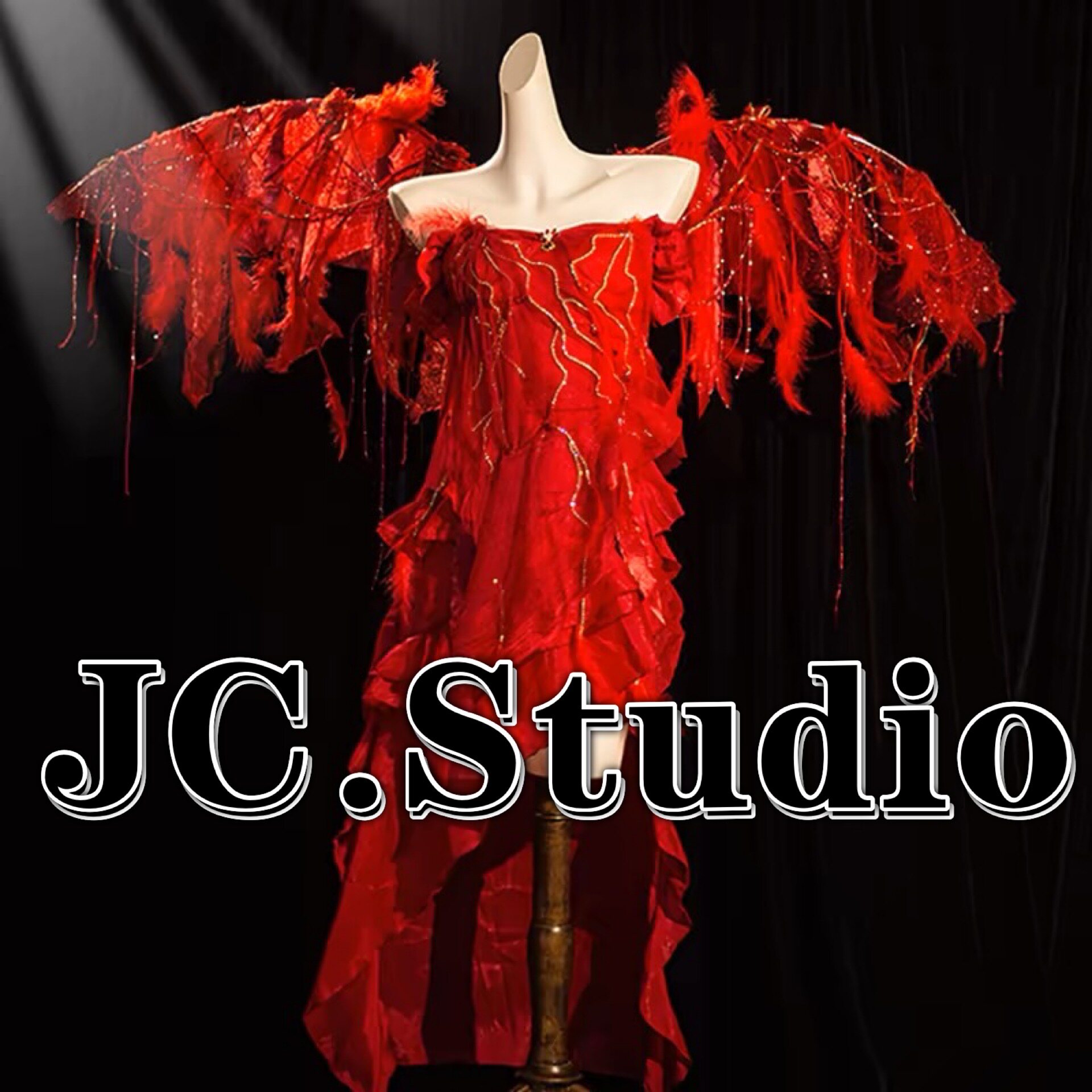 定制酒吧夜店Dj gogo性感红色亮钻炙热天使女歌手liveshow演出服