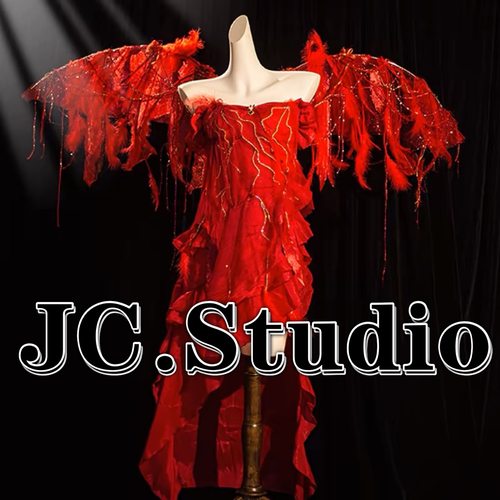 定制酒吧夜店Dj gogo性感红色亮钻炙热天使女歌手liveshow演出服