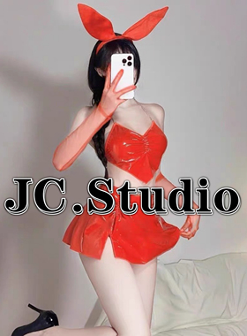 新款ds酒吧玫红色GOGO兔女郎角色扮演气氛领舞炸场皮衣短裙演出服