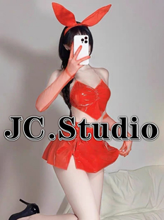 新款ds酒吧玫红色GOGO兔女郎角色扮演气氛领舞炸场皮衣短裙演出服