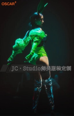 荧光绿兔子新款gogo演出服酒吧颗粒互动性感女团ds服装