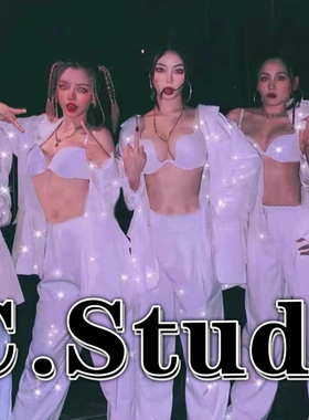 夜店酒吧gogo闪闪白色酷西装套装三件套背板套装主题派对性感白色