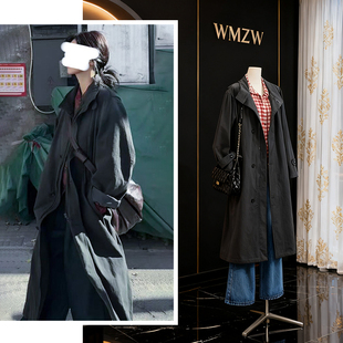 白鹿明星同款韩版宽松过膝长款风衣外套百搭休闲秋冬长袖大衣