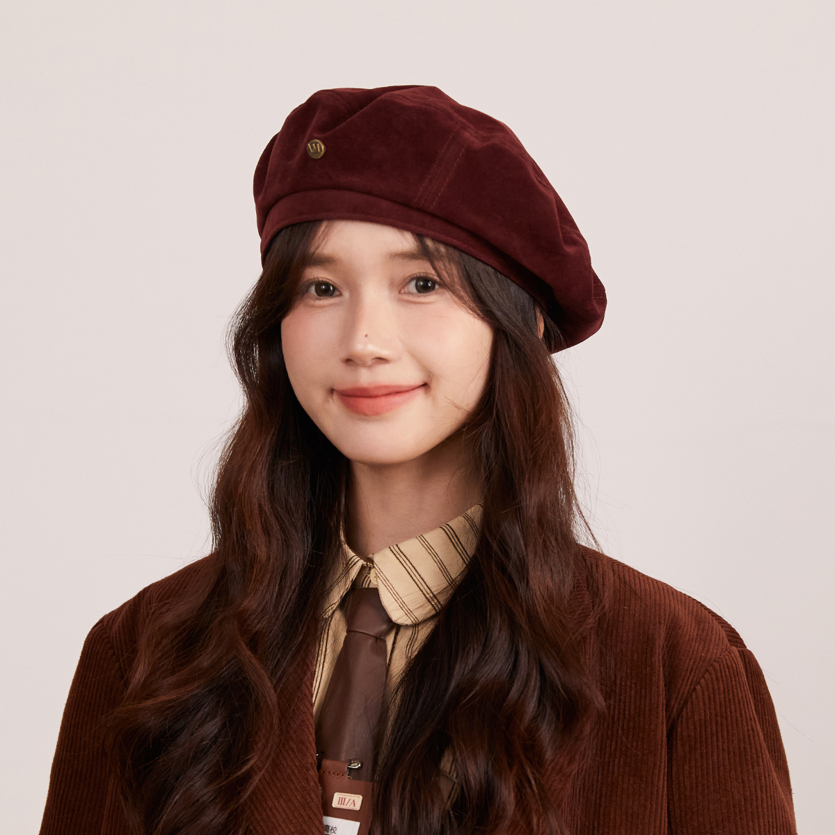 林小橘绒面贝雷帽气质百搭显脸小