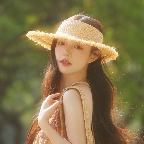 林小橘拉菲草空顶帽法式复古帽子