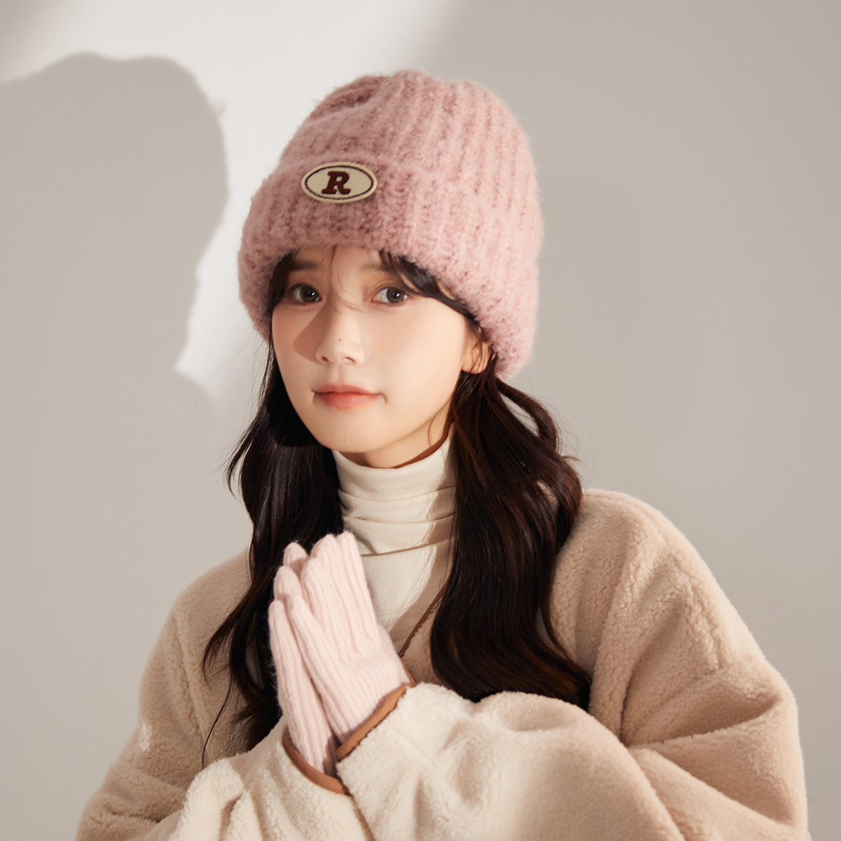 林小橘软糯甜美风R标针织堆堆帽