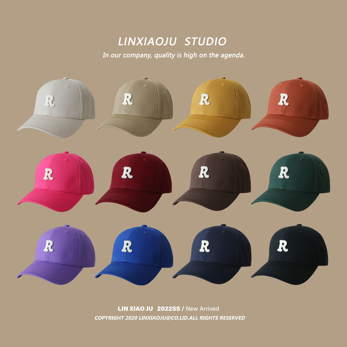 林小橘经典R标宽檐硬顶棒球帽